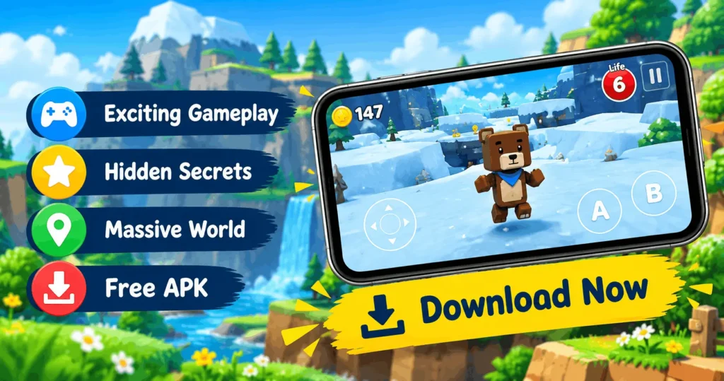 Super Bear Adventure snow world gameplay screen shot