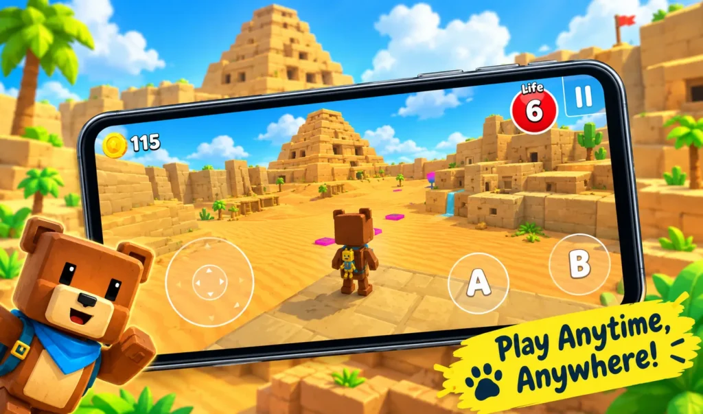 Super Bear Adventure apk desert gameplay on mobile Screen shot